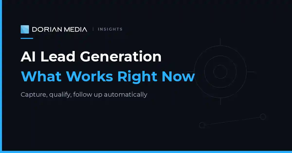 AI lead generation guide from Dorian Media Group covering capture, qualification, and automated follow up for small businesses