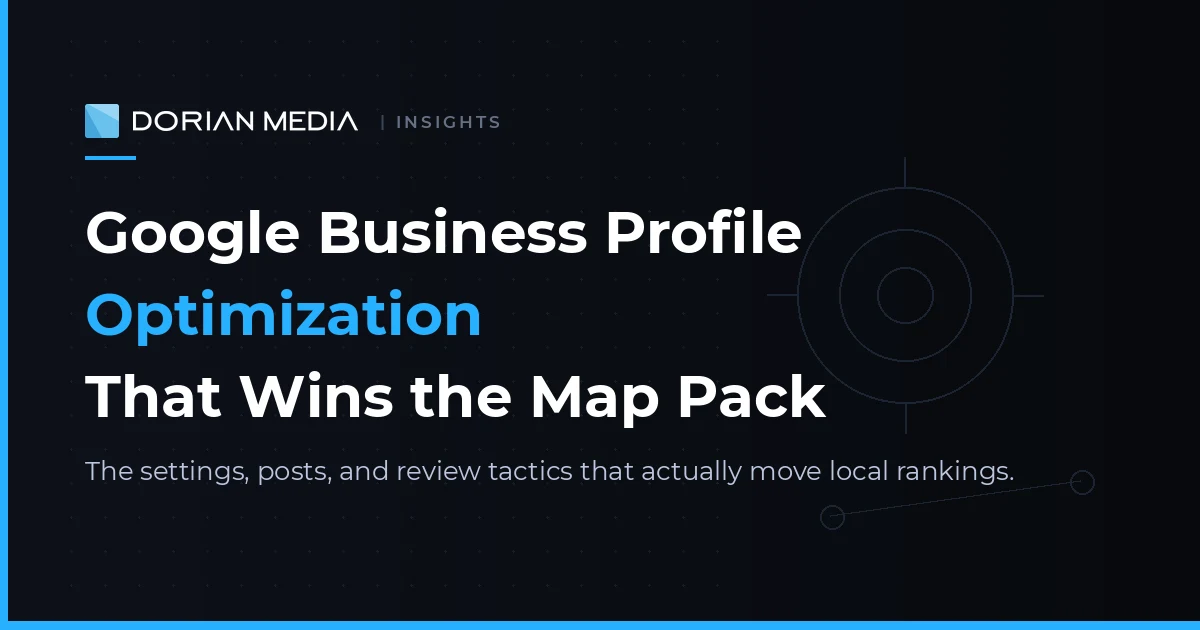 Google Business Profile optimization guide featured image with Dorian Media logo